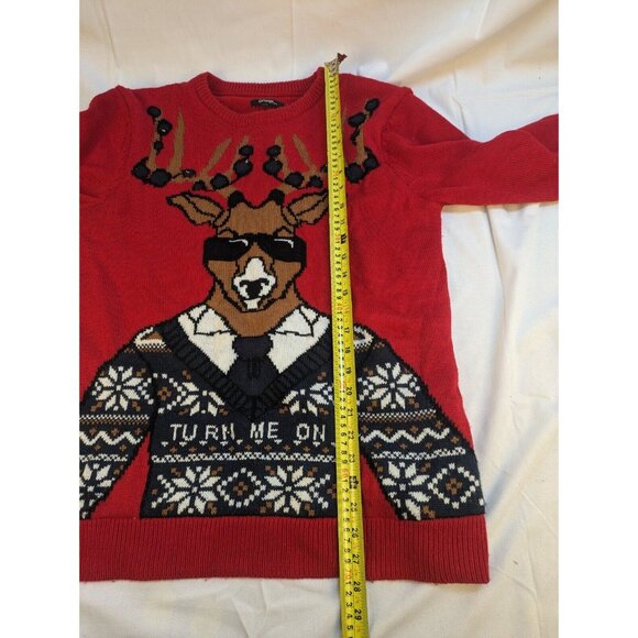 Unisex Ugly Light Up Christmas Sweater‎ Reindeer Medium Cold-Weather Layer - Picture 9 of 11
